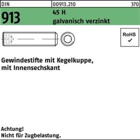 Gewindestift DIN 913 Kegelkuppe/Innen-6kt M4x6 45 H galv.verz. 1000St.
