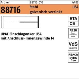 Einschlaganker R 88716 USA M8x 40 Stahl galv.verz. 100 Stück UPAT
