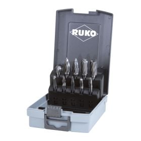 RUKO Hartmetall-Frässtifte-Satz in Kunststoffkassette - mit Alu-Verzahnung - 10 tlg. - 116103ARO