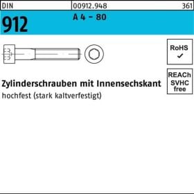 Zylinderschraube DIN 912 Innen-6kt M12x 35 A 4 - 80 50 Stück