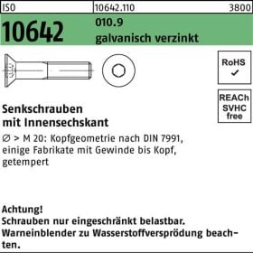 Senkschraube ISO 10642 Innen-6kt M5x 16 010.9 galv.verz. 500St.