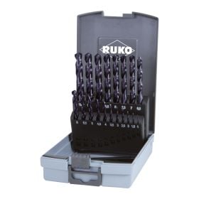 RUKO Spiralbohrer-Satz DIN 338 Typ VA, HSSE-Co 8 TiAlN in Kunststoffkassette - 19 tlg. - 281214EFRO