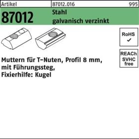 T-Nutenmutter R 87012 Führungssteg/Kugel 8mm M6 Stahl galv.verz. 1000St.