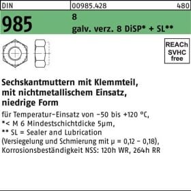 Sechskantmutter DIN 985 Klemmteil M20 8 galv.verz. 50 Stück