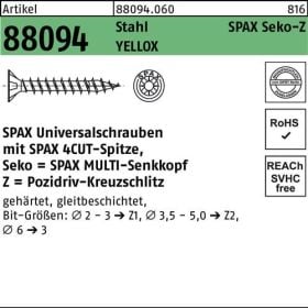 Schraube R 88094 SEKO Spitze/PZ 5x30/24-Z Stahl galv.verz. gelb 500St. SPAX