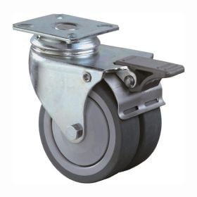 BS Rollen Doppel-Lenkrolle mit Totalfeststeller Ø 75 mm 80 kg - B120.A85.075