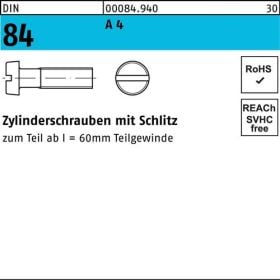 Zylinderschraube DIN 84/ISO 1207 Schlitz M3x 50 A 4 100 Stück