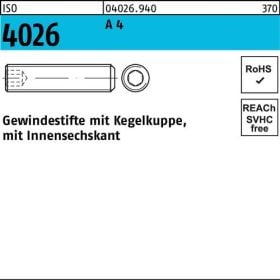 Gewindestift ISO 4026 Kegelkuppe/Innen-6kt M6x 50 A 4 100 Stück