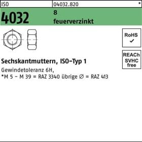 Sechskantmutter ISO 4032 M8 8 feuerverz. 1000 Stück