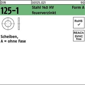 Unterlegscheibe DIN 125-1 A 6,4x12x1,6 Stahl 140 HV feuerverz. 100St.