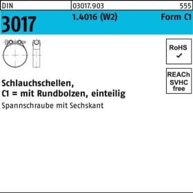 Schlauchschelle DIN 3017 W2 FormC1 27- 29/18 1.4016 Schraube galv.verz. 50St.