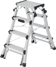 Stufenstehleiter D100TL Alu.Stufen 2x4-2x6 Gesamt-H.981-1430mm teleskopier.HAILO