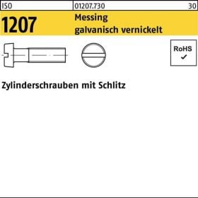 Zylinderschraube ISO 1207 Schlitz M4x20 Messing galv. vernickelt 200St.