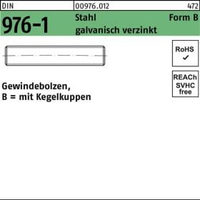 Gewindebolzen DIN 976 Kegelkuppen BM 12x 450 Stahl galv.verz. 10St.