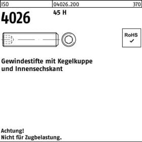 Gewindestift ISO 4026 Kegelkuppe/Innen-6kt M4x 10 45 H 1000 Stück