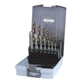 RUKO Maschinengewindebohrer HSSE-Co 5 + ULTIMATECUT Spiralbohrer DIN 338 Typ FLOWSTEP® HSSE-Co 5 in Kunststoffkassette - 259048ERO
