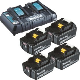 Makita 4x BL1850B Akku 5,0 Ah 18V Li-Ion + DC18RD Doppelschnellladegerät - DC18RD-BL1850-4x