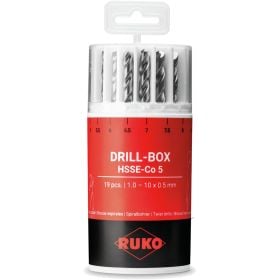 RUKO Spiralbohrer HSS-Co 5, 19-tlg. - Gut sortiert und schnell zur Hand – 635225