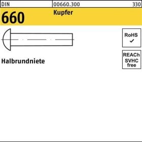 Halbrundniete DIN 660 6x 25 Kupfer 250 Stück