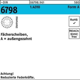 Fächerscheibe DIN 6798 FormA außengezahnt A 5,3 1.4310 100 Stück