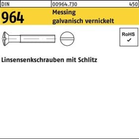 Linsensenkschraube DIN 964 Schlitz M5x 50 Messing galv. vernickelt 200St.