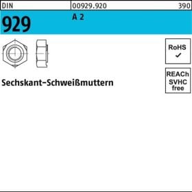 Sechskantanschweißmutter DIN 929 M6 A 2 100 Stück