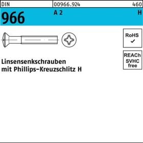 Linsensenkschraube DIN 966 Kreuzschlitz PH M3x 4-H A 2 1000 Stück