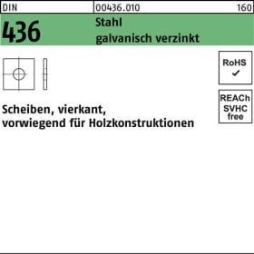 Unterlegscheibe DIN 436 vierkant 17,5x 50x 5 Stahl galv.verz. 50 Stück
