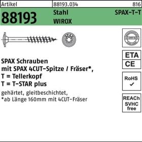 Tellerkopfschraube R 88193 Spitze/T-STAR 8x200/80-T40 Sta verz. WIROX 50St. SPAX