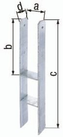 GAH Alberts H-Pfostenträger ETA-10/0210 71x300x600x60mm STA roh TZN - 213800