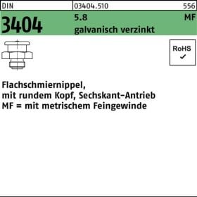 Flachschmiernippel DIN 3404 rundem Kopf/6-kt M6x1 SW 17 5.8 galv.verz. 100St.