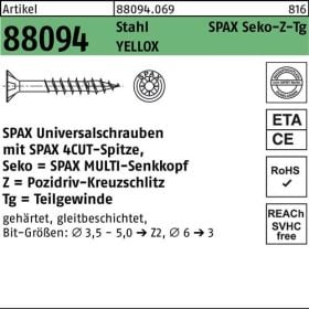 Schraube R 88094 SEKO Spitze/PZ 4,5x70/42-Z Stahl galv.verz. gelb 500St. SPAX