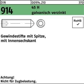 Gewindestift DIN 914 Spitze/Innen-6kt M8x16 45 H galv.verz. 200St.