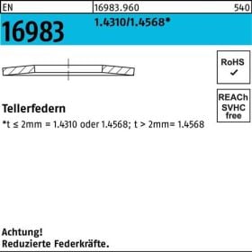 Tellerfeder EN 16983 35,5x18,3x1,25 1.4310/1.4568 100 Stück