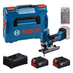 Bosch Werkzeug-Set: GST 18V-125 S / 2x GBA 5.0Ah + Ladegerät + Stichsägeblattset in L-BOXX - 0615A500E5