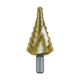 RUKO Stufenbohrer HSS-TiN spiralgenutet mit Kreuzanschliff für metrische Kabelverschraubungen Gr. 15 Ø 6,5 - 32,5 mm - 101092T