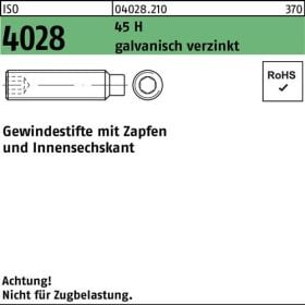 Gewindestift ISO 4028 Zapfen/Innen-6kt M3x10 45 H galv.verz. 1000St.