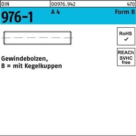 Gewindebolzen DIN 976 Kegelkuppen BM 10x 50 A 4 100 Stück