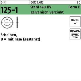 Unterlegscheibe DIN 125-1 B 4,3x9x0,8 Sta 140 HV galv.verz. gestanzt 200St.